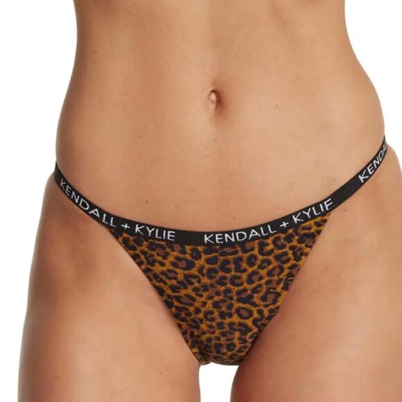NWT! Kendall & Kylie Animal Print Logo Tape Bikini size XL - Picture 4 of 12